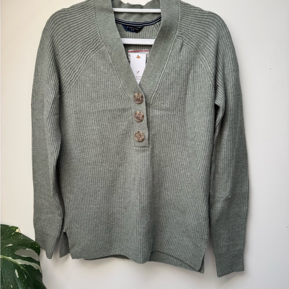 Green Button-Up Women's Sweater